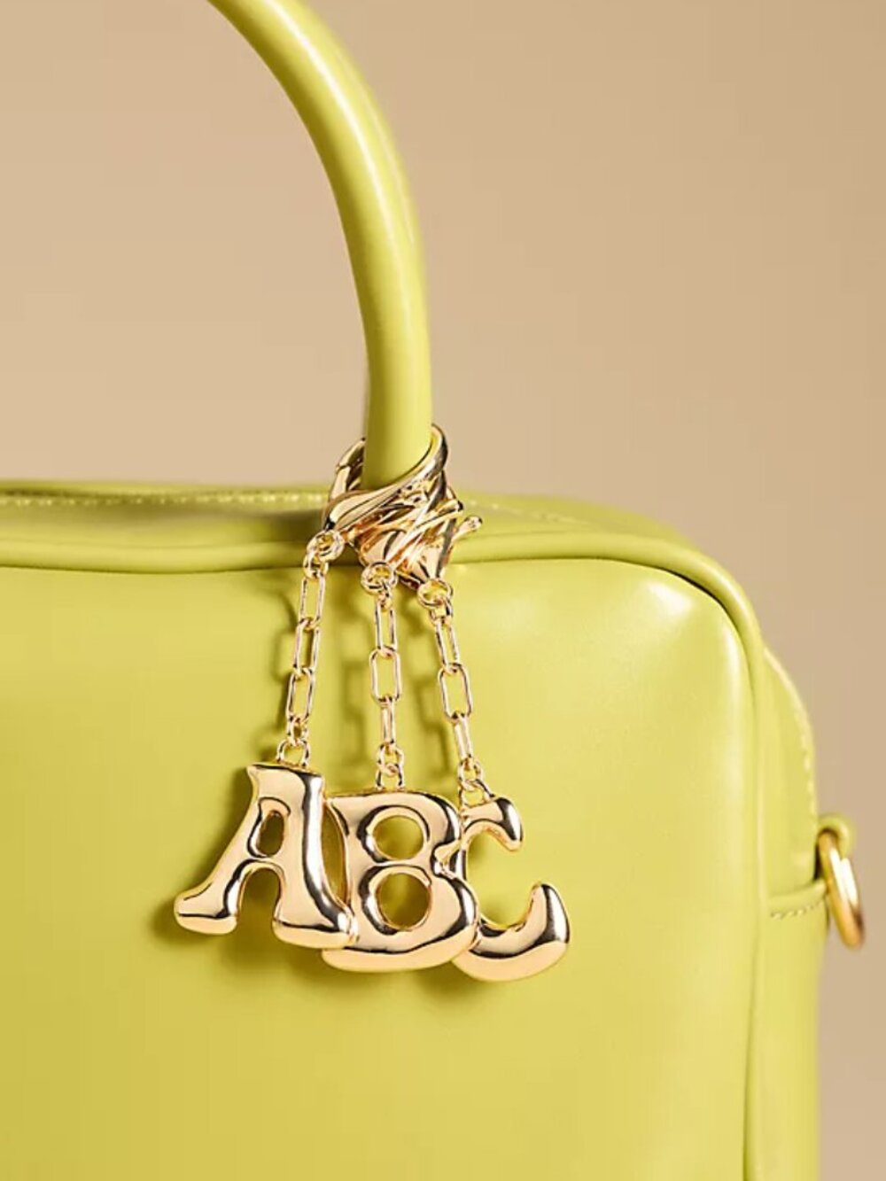 NEW Anthropologie Gold Bubble Letter Monogram Bag Charm/ Key Chain- Letter S